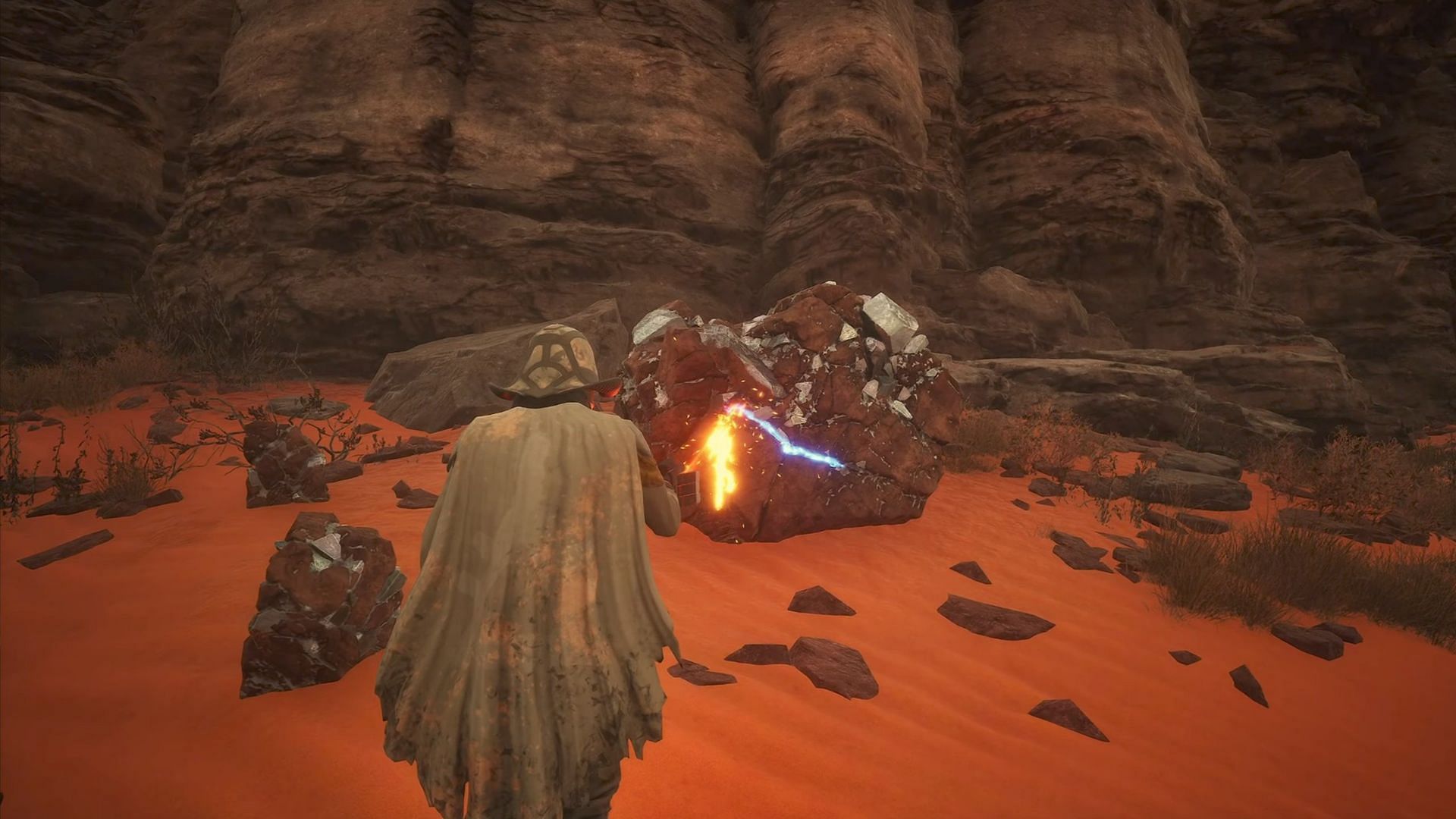 This area is rich in rock formations and ore deposits that are ready to be harvested (Image via Funcom)
